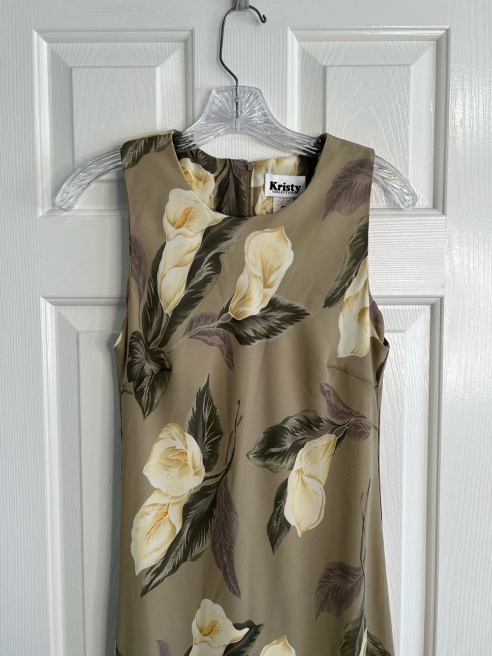 Vintage Kristy maxi high neck sleeveless calla lily floral print dress size 8 - Picture 3 of 7